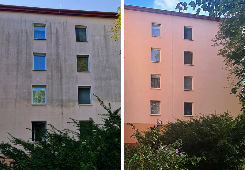 Čištění fasády bytového domu Olomouc, nátěr fasády bytového domu Olomouc